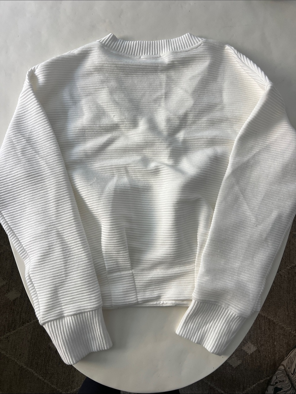 EVEREVE Ribbed V Neck Soft Pullover Oversized White Sweater Medium - Picture 3 of 6